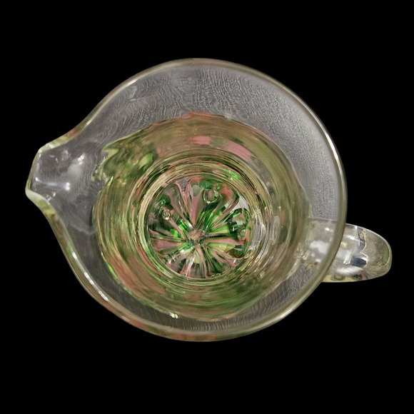 Handmade Art Glass Mini Pitcher Pink Green Controlled Bubble 4.5” Vintage - Picture 5 of 6